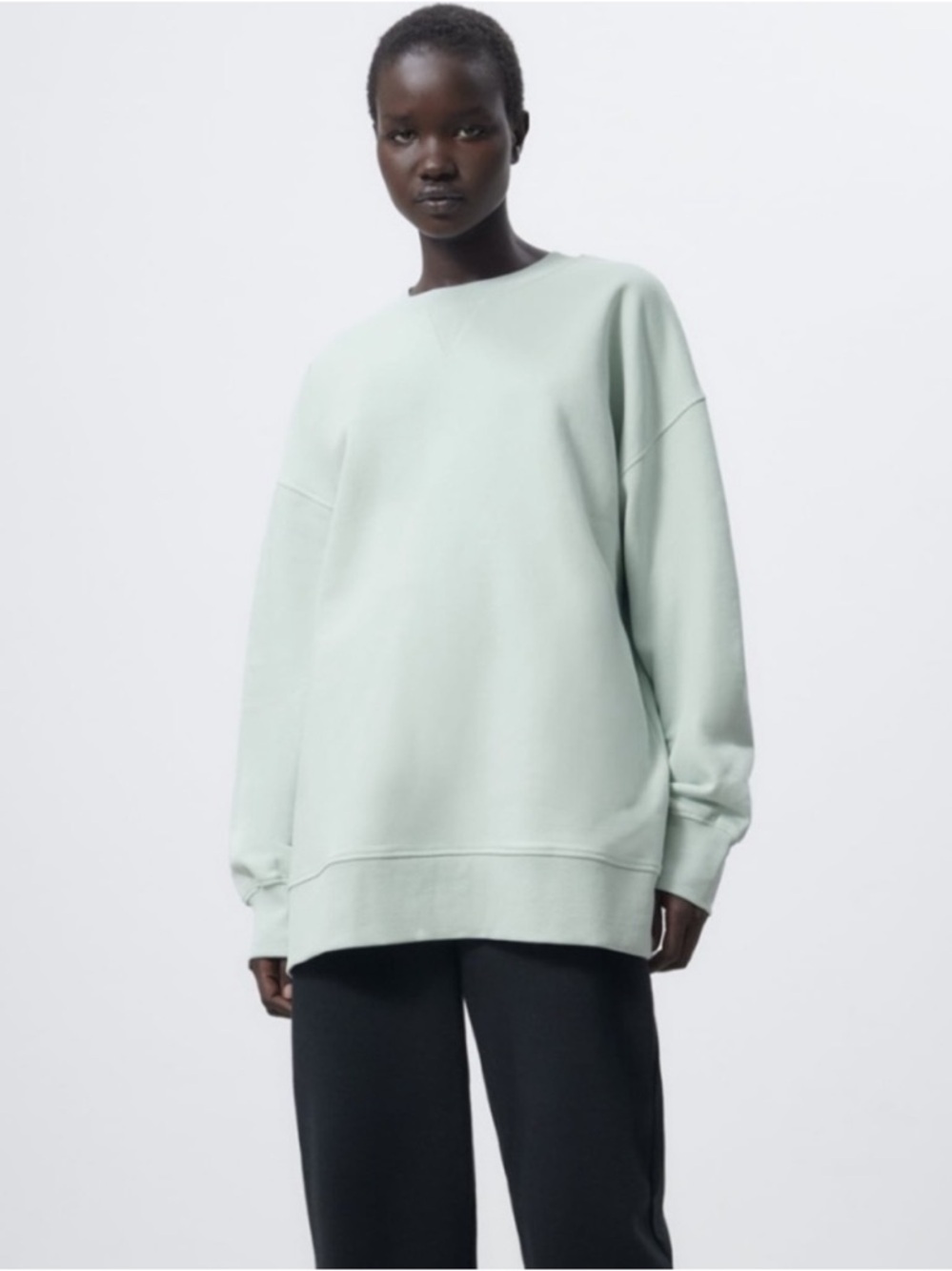 Zara Light Sage Green Crewneck Sweatshirt size M
